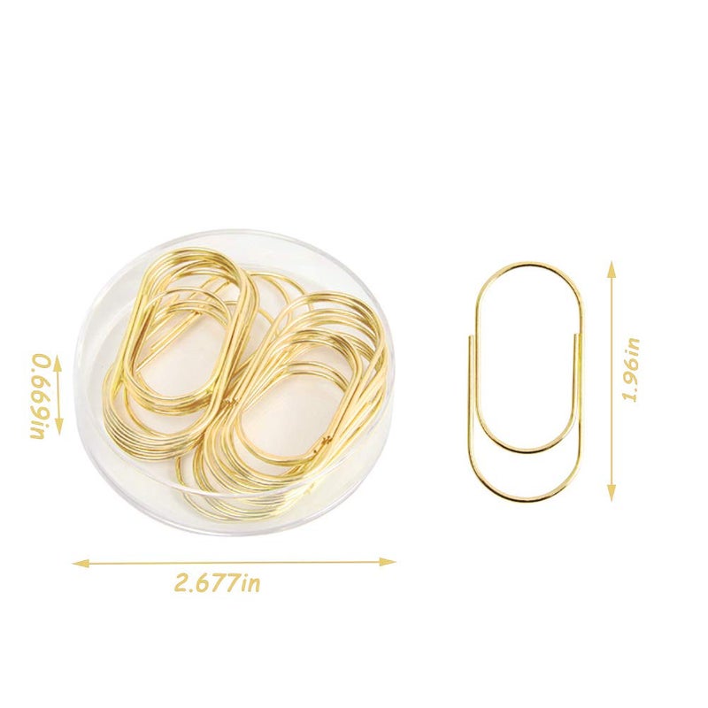 Supfoxer Gold Paper Clips, 20pcs 50mm 1.97" Jumbo Fat Wide Paper Clips Non-Skid Smooth Finish Steel Wire Medium Office Supply Accessories - Image 3